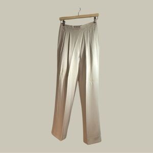 Rena Lange Silk Dress Trousers Champagne Silver Side Zipper, Best Guess 6P
